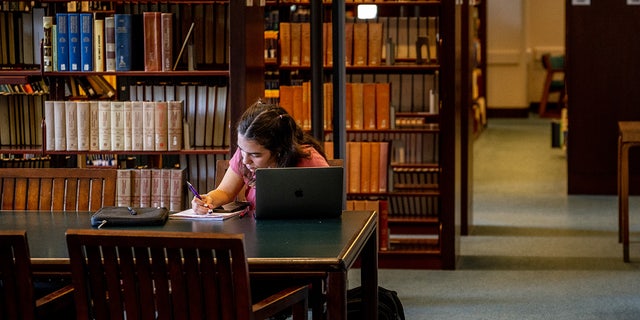 A student studies in the Rice University Library on Aug. 29, 2022, in Houston, Texas.