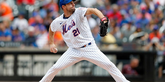 Max Scherzer of the Mets in action against the Colorado Rockies at Citi Field on Aug. 28, 2022, in New York City.