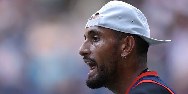 Australia's Nick Kyrgios takes on France's Benjamin Bonzi in the men's singles second round of the 2022 US Open on August 31, 2022 at the USTA Billie Jean King National Tennis Center in Flushing, Queens, New York City. 