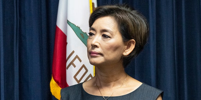 Rep. Young Kim, R-Calif., listens during a press conference to discuss possible federal funding for the Orange County Intelligence Assessment Center in Santa Ana, CA on Wednesday, August 31, 2022.