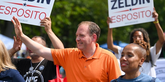 Rep. Lee Zeldin, R-N.Y., participates in the annual West Indian Day parade on Sept. 5, 2022, in the Brooklyn Borough of New York City.
