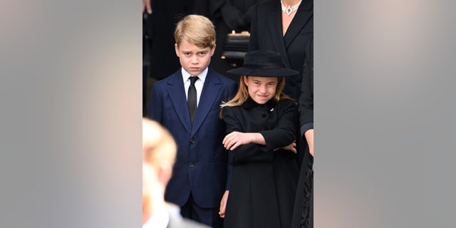 Prince George and Princess Charlotte attend the state funeral of Queen Elizabeth II at Westminster Abbey on Sept. 19, 2022.