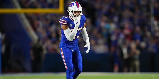 Micah Hyde of the Buffalo Bills faces the Tennessee Titans on Sept. 19, 2022 at Highmark Stadium in Orchard Park, NY.