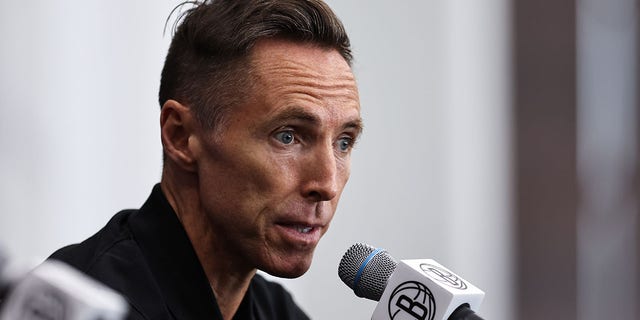 Head coach Steve Nash speaks during a press conference at Nets Media Day at HSS Training Center on Sept. 26, 2022, in Brooklyn.