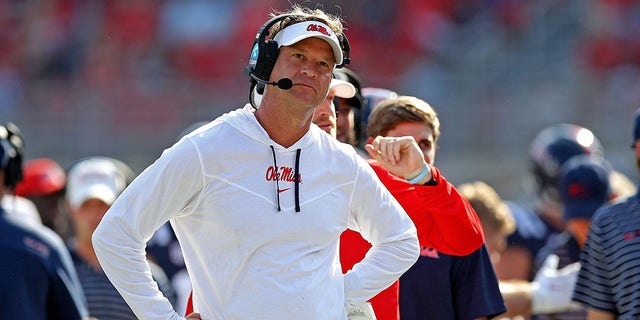 Head coach Lane Kiffin of the Mississippi Rebels during a game against the Tulsa Golden Hurricane at Vaught-Hemingway Stadium Sept. 24, 2022, in Oxford, Miss. 