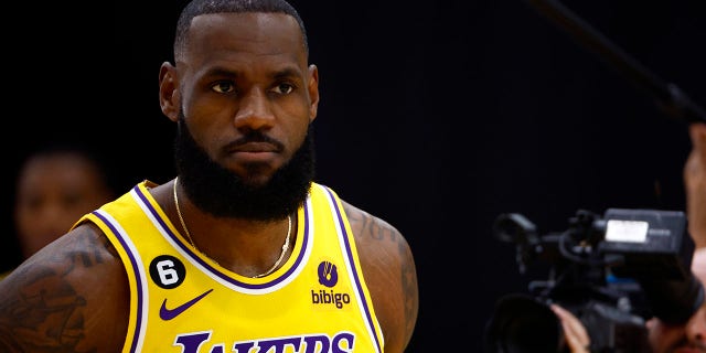 LeBron James of the Los Angeles Lakers during media day on Sept. 26, 2022, in El Segundo, California.