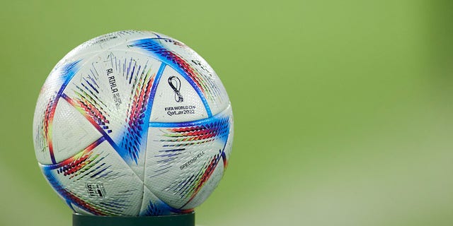 A detailed look at the ball set to be used at the FIFA World Cup Qatar 2022 during an international friendly game between Morocco and Paraguay at Benito Villamarin Stadium on September 27, 2022, in Sevilla, Spain. 