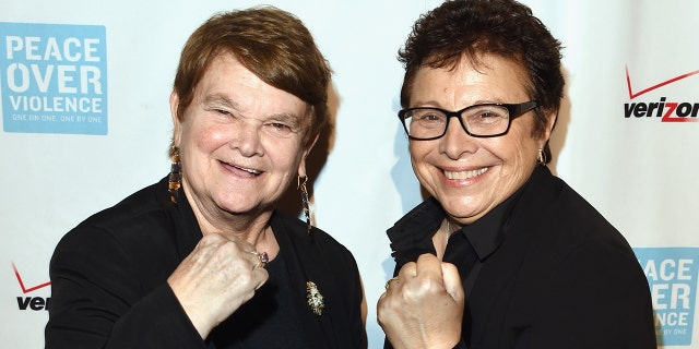 L.A. County Supervisor Sheila Kuehl and Executive Director of Peace Over Violence Patti Giggans attend the 44th Annual Peace Over Violence Humanitarian Awards at Dorothy Chandler Pavilion on October 16, 2015, in Los Angeles.