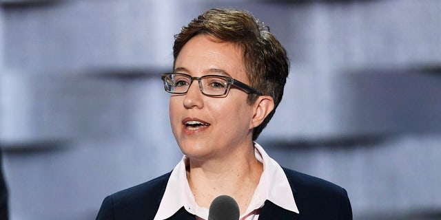 Oregon gubernatorial candidate Tina Kotek, then-Speaker of the Oregon House of Representatives, at the 2016 Democratic National Convention in Philadelphia, Pennsylvania.