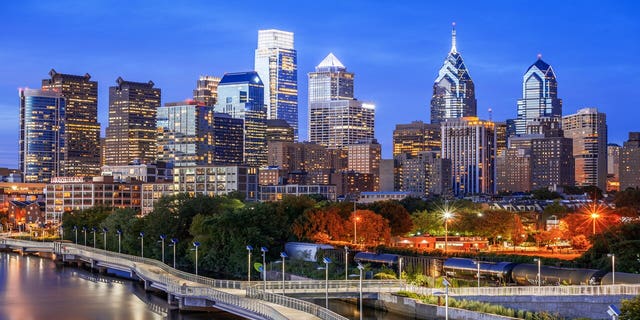 Skyline of downtown Philadelphia, Pennsylvania.