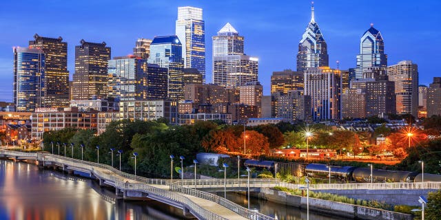 Skyline of downtown Philadelphia, Pennsylvania.