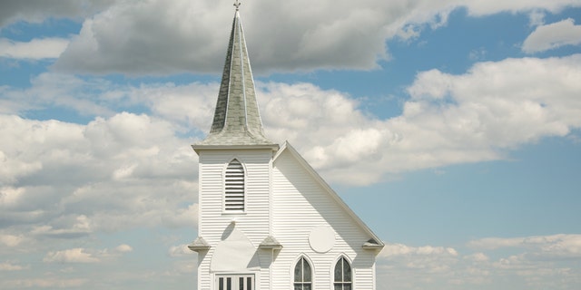 Image of a old-time prairie church.