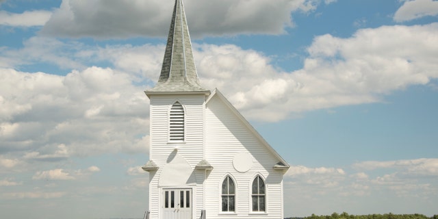 Image of a old-time prairie church.