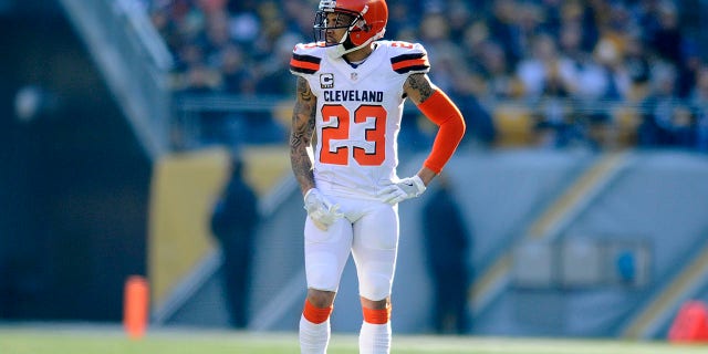 Cornerback Joe Haden, #23 of the Cleveland Browns, stands on the field during a game against the Pittsburgh Steelers on Jan. 1, 2017 at Heinz Field in Pittsburgh. Pittsburgh won 27-24 in overtime.