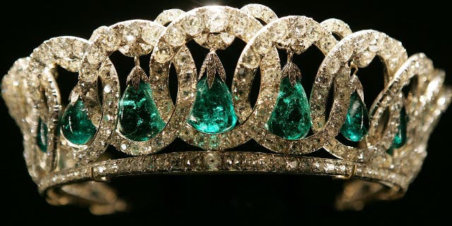 Queen Elizabeth II's Vladimir Tiara was displayed at Buckingham Palace on July 25, 2006, in London, in celebration of the Queen's 80th birthday.