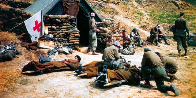 A field hospital run by the U.S. Army 10th Mountain Division, Italy, 1944. Legendary track coach and Nike co-founder Bill Bowerman served with distinction in the 10th Mountain Division in World War II. 