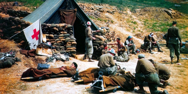 A field hospital run by the U.S. Army 10th Mountain Division, Italy, 1944. Legendary track coach and Nike co-founder Bill Bowerman served with distinction in the 10th Mountain Division in World War II.