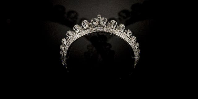 The Halo Tiara lent by Her Majesty Queen Elizabeth II was put on display during a Cartier: The Exhibition Media Preview at the National Gallery of Australia on March 28, 2018, in Canberra, Australia.