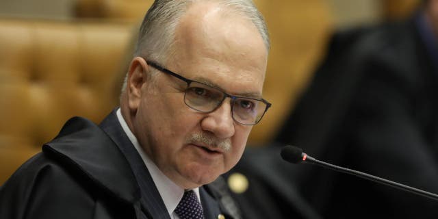 Brazilian Supreme Court judge Edson Fachin is pictured during a session to rule on whether former president Luiz Inacio Lula da Silva should start a 12-year prison sentence for corruption