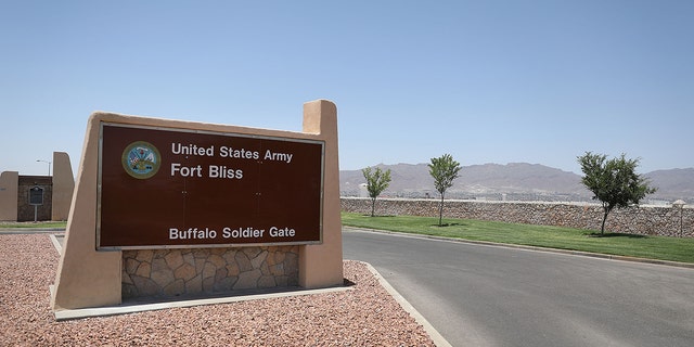 An entrance to Fort Bliss is shown on June 25, 2018, in Fort Bliss, Texas. 