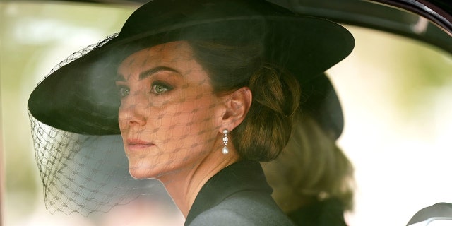 Catherine, Princess of Wales in the Ceremonial Procession, after the State Funeral of Queen Elizabeth II at Westminster Abbey on September 19, 2022, in London, England.  