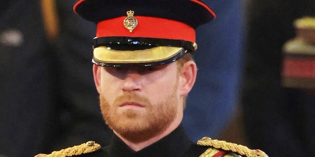 Prince Harry joined the vigil around the coffin of his grandmother, Queen Elizabeth II, on Sept. 17, 2022.