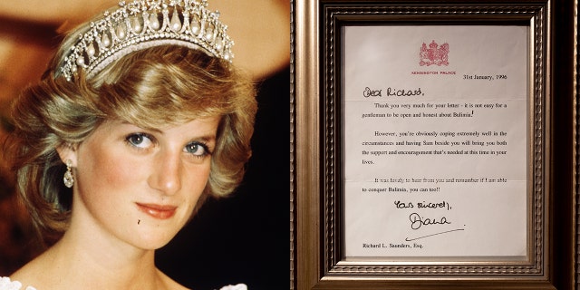 Princess Diana's heartfelt letter to a man struggling with bulimia is now on display as part of the "Princess Diana: A Tribute Exhibition" in Las Vegas.