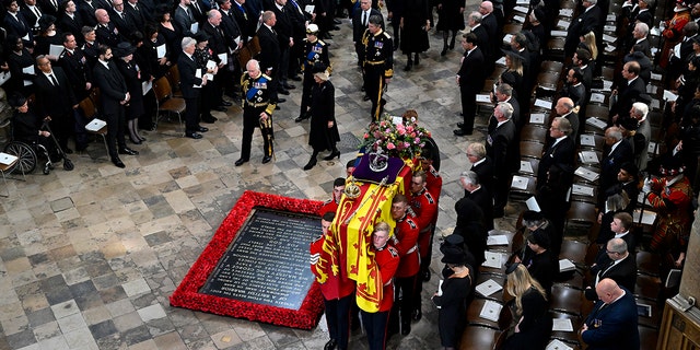 King Charles III, Camilla, queen consort, Anne, Princess Royal, walk alongside the coffin carrying Queen Elizabeth II as it departs Westminster Abbey Sept. 19, 2022 in London. Elizabeth Alexandra Mary Windsor was born in Bruton Street, Mayfair, London on April 21, 1926. She married Prince Philip in 1947 and ascended the throne of the United Kingdom and Commonwealth in February 1952 after the death of her Father, King George VI. Queen Elizabeth II died at Balmoral Castle in Scotland on Sept. 8, 2022, and is succeeded by her eldest son, King Charles III. 