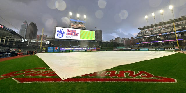On September 27, 2022, tarps were placed on the field after rain stopped play in three innings of a game between the Tampa Bay Rays and the Cleveland Guardians at Progressive Field in Cleveland.