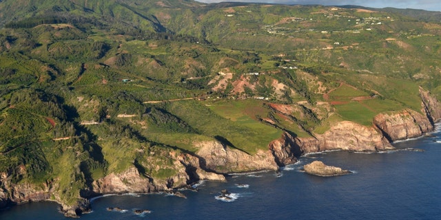 An aerial view of the North shore of Maui, Hawaii.