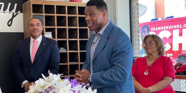 GOP Senate nominee Herschel Walker speaks at a Black business leaders round table discussion, on Sept. 26, 2022, in Atlanta, Georgia. 