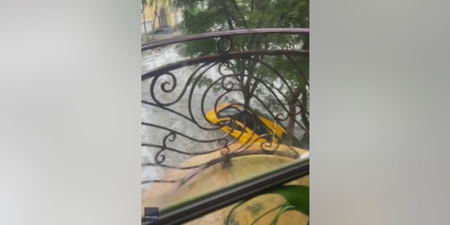 A pricey McLaren sports car was carried away by flooding from Hurricane Ian in Bonita Springs, Florida, Friday, Sept. 28, 2022.
