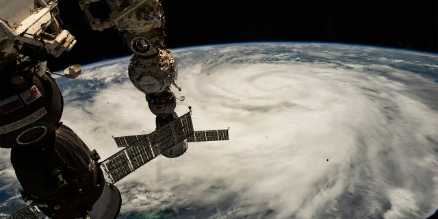 This satellite image provided by NASA Sept. 26, 2022, shows Hurricane Ian pictured from the International Space Station just south of Cuba gaining strength and heading toward Florida.