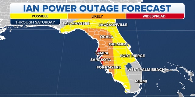 Hurricane Ian's power outage forecast through Saturday