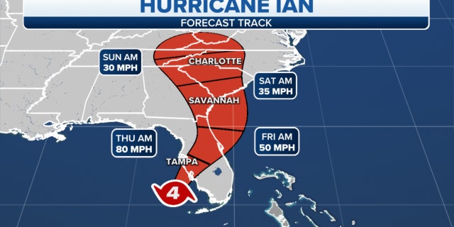 The forecast track for Hurricane Ian on Thursday, Sept. 29, 2022. 