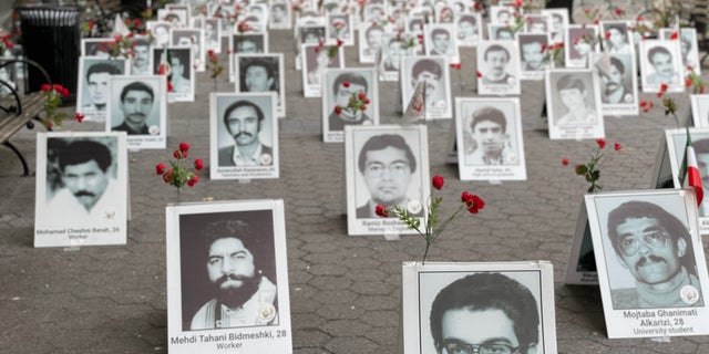 Anti-regime groups filled Dag Hammarskjold Park with 2,000 photos of victims of the 1988 'death commission' in Iran. One former deputy of the Ayatollah claimed the number of victims could be as high as 30,000.