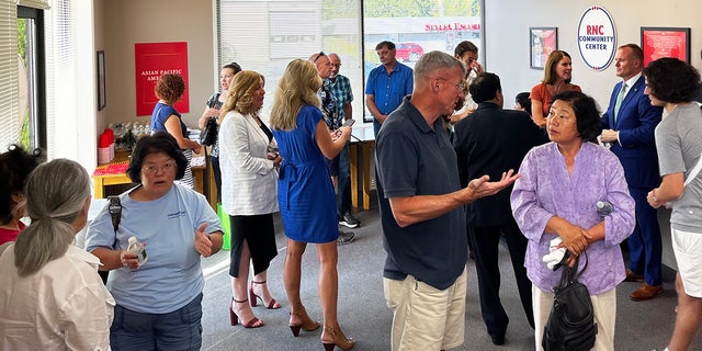 Asian American Pacific voters attend the opening of the RNC's Issaquah community center in Washington on August 31, 2022.