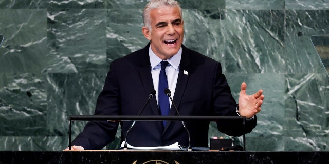 Israel's Prime Minister Yair Lapid addresses the 77th session of the United Nations General Assembly, Thursday, Sept. 22, 2022, at U.N. headquarters.
