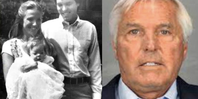 A combination of economist James Krauseneck's booking photo and a family portrait of his slain wife Cathleen Krauseneck and their daughter, Sara.