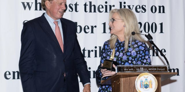 Former New York State Gov. George Pataki and Fox News Senior Meteorologist Janice Dean at the Freedom Awards on 9/11/22.