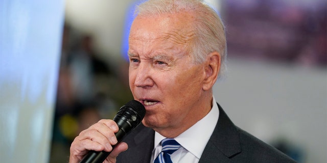 President Biden speaks about Hurricane Ian during a visit to FEMA headquarters in Washington, Sept. 29, 2022.