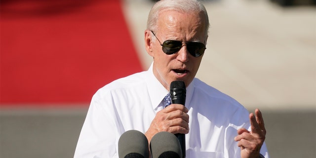 President Biden speaks about the Inflation Reduction Act during a ceremony on the South Lawn of the White House, Sept. 13, 2022.