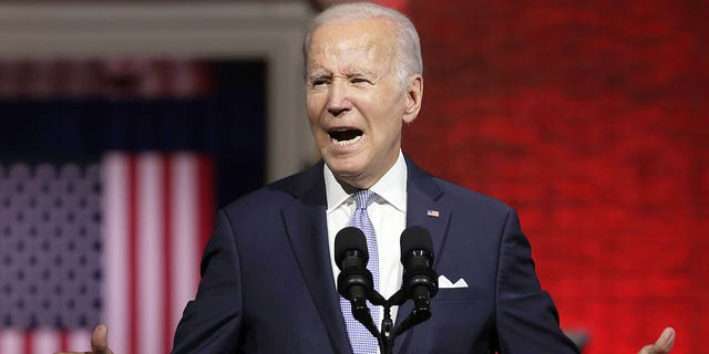 President Biden delivers a primetime speech at Independence National Historical Park, Sept. 1, 2022, in Philadelphia.