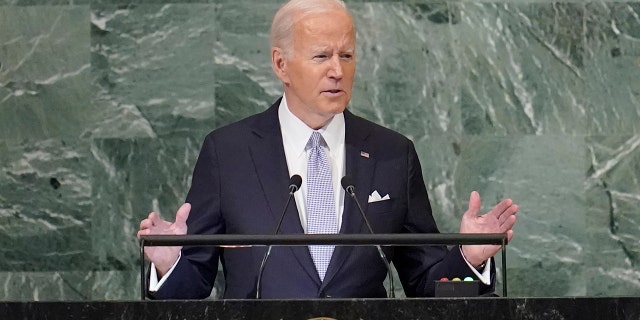 President Biden addresses to the 77th session of the United Nations General Assembly, Wednesday, Sept. 21, 2022, at U.N. headquarters. 