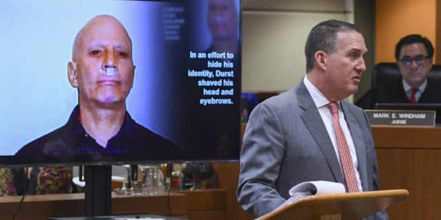 Deputy DA John Lewin delivering opening statements in Robert Durst's murder trial Thursday, March 5, 2020. 