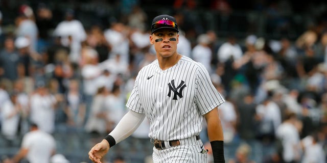 Aaron Judge in action against the Minnesota Twins at Yankee Stadium on Sept. 5, 2022, in New York City.