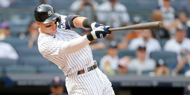 Aaron Judge de los Yankees de Nueva York se enfrenta a los Mellizos de Minnesota en el Yankee Stadium el 5 de septiembre de 2022 en la ciudad de Nueva York. Los Yankees derrotaron a los Mellizos 5-2.