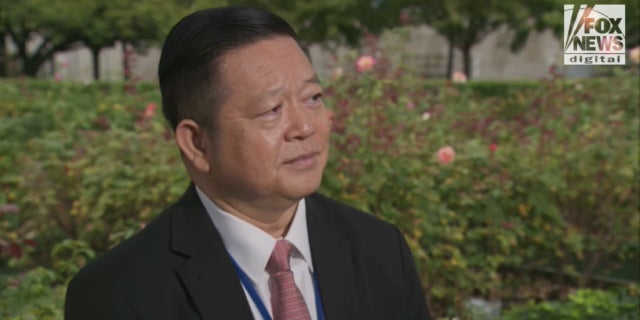 Dr. Kao Kim Hourn, delegate attached to the prime minister of Cambodia, current chairman of ASEAN and recently elected secretary-general, speaks with Fox News Digital in the Rose Garden of the United Nations headquarters in New York City, 9/22/22.