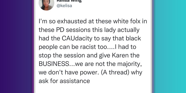 Kelisa Wing, the Pentagon's Diversity Officer, posted a slanderous post on Twitter.