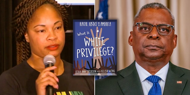 Secretary of Defense Lloyd Austin, right, and chief officer of diversity, equity and inclusion Kelisa Wing.
